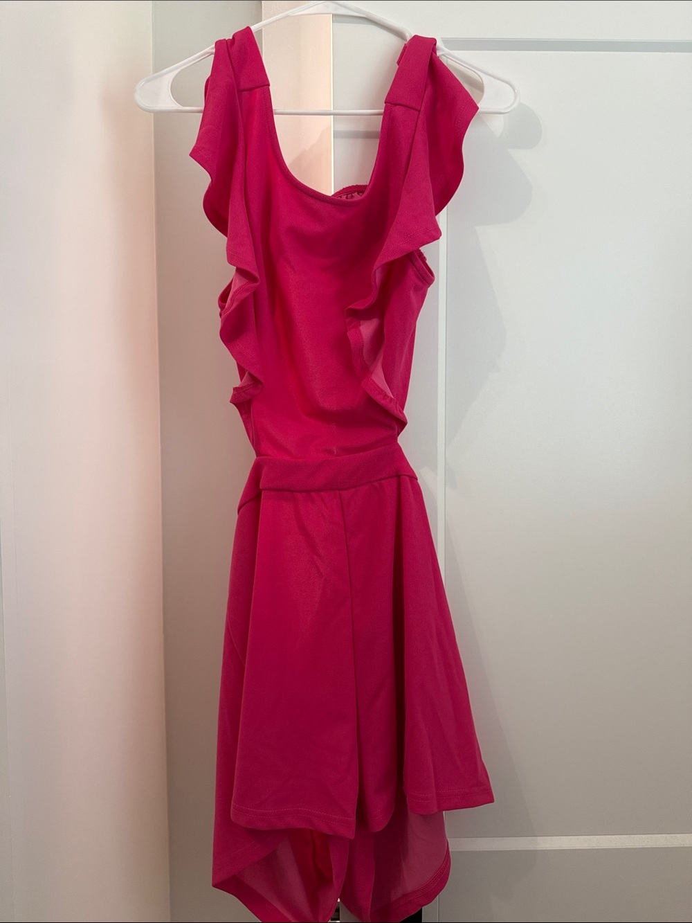 Pink Ruffle Sleeve Fit & Flare Dress - Women's